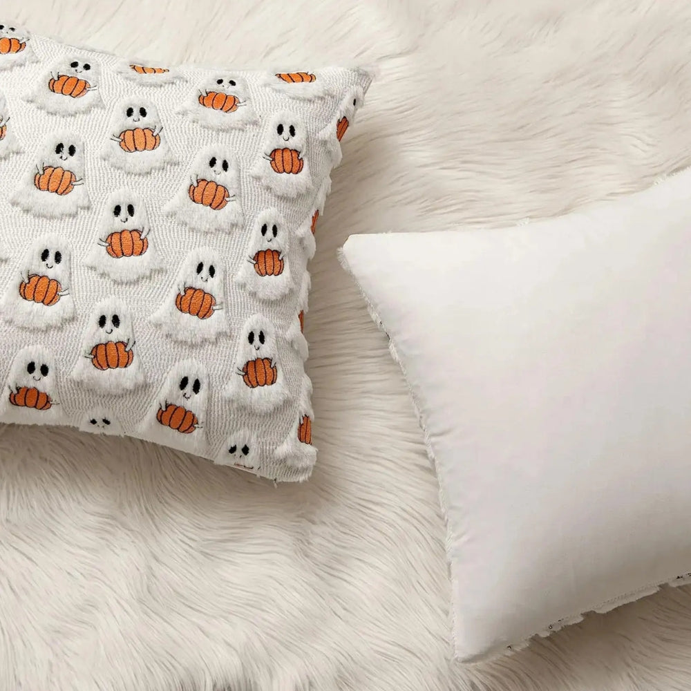 Mysigt örngott i konstfleece med pumpa – Kuddfodral för festligt Halloween-inredning MILA Sverige