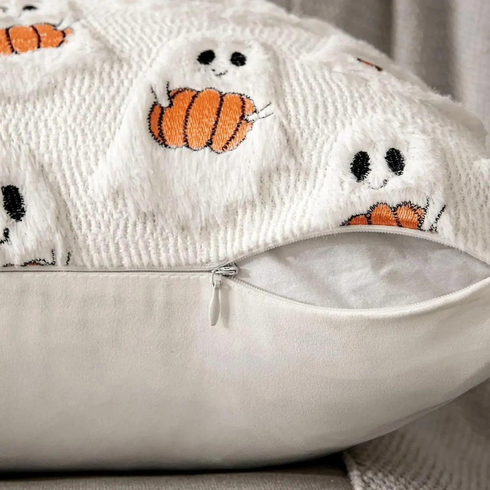Mysigt örngott i konstfleece med pumpa – Kuddfodral för festligt Halloween-inredning MILA Sverige