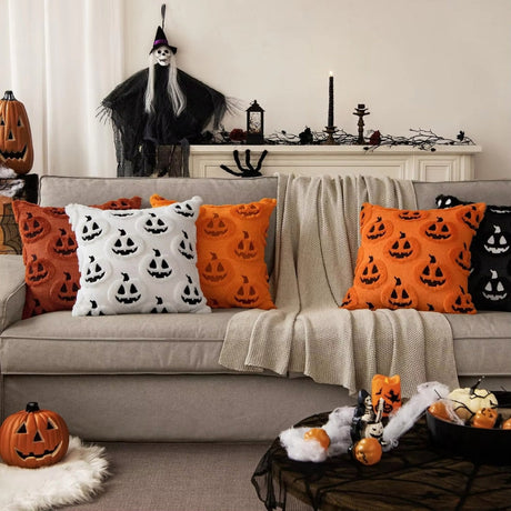 Mysigt örngott i konstfleece med pumpa – Kuddfodral för festligt Halloween-inredning MILA Sverige