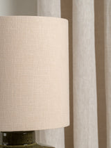 Glaserad Keramisk Bordsbelysning | Mid-Century Nattduksbordslampa | Naturlig Linneskärm | 15" | Brick by Brick Carvallo