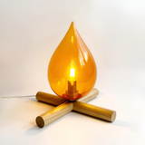 EmberNest Retro Bordslampa – LED Flammeffekt med Träfot Hemnix
