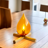 EmberNest Retro Bordslampa – LED Flammeffekt med Träfot Hemnix
