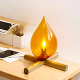 EmberNest Retro Bordslampa – LED Flammeffekt med Träfot Hemnix
