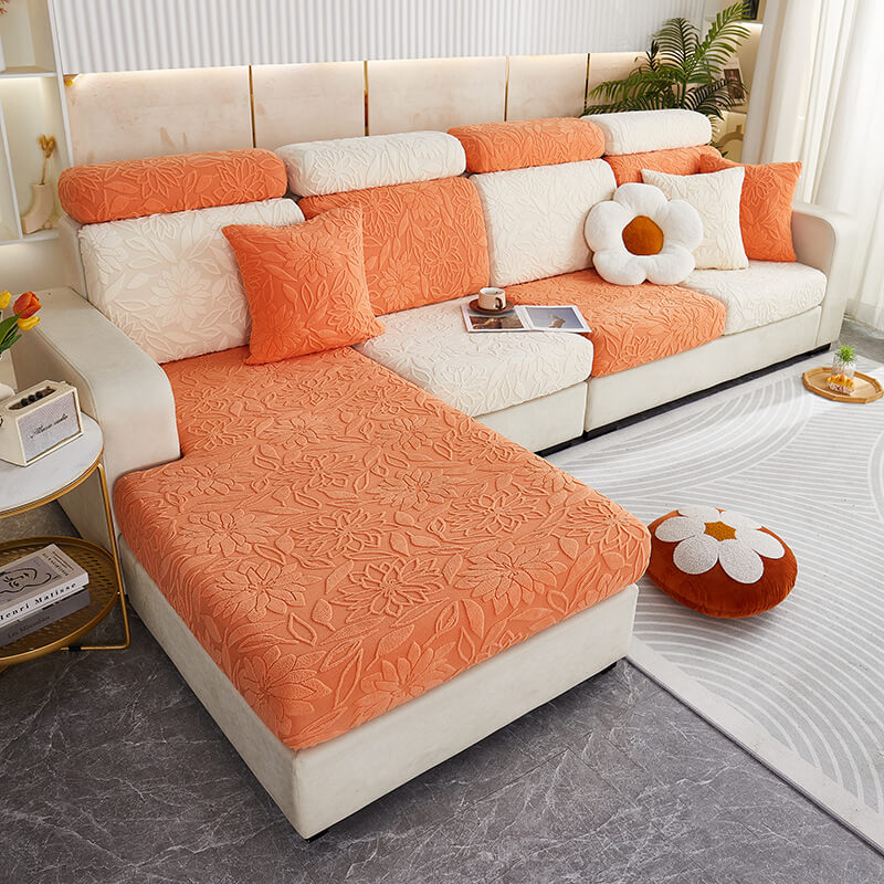 Blommig Sammet Stretch Hela Wrap Soffskydd Sofföverdrag Carvallo