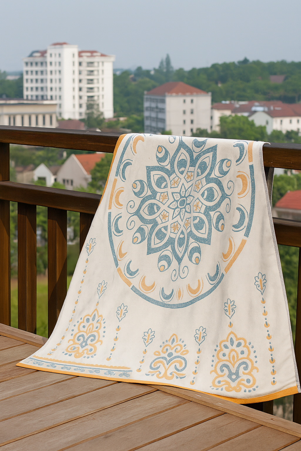 Blommig Tryck Jacquard Bomull Badhandduk 70x140cm Carvallo