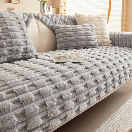 Fluffy Plush Randig Möbelskydd Sofföverdrag - Icke-glidande Carvallo