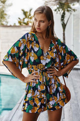 Dam Jumpsuit Blommönster Lätt Polyester Elegant Hemnix