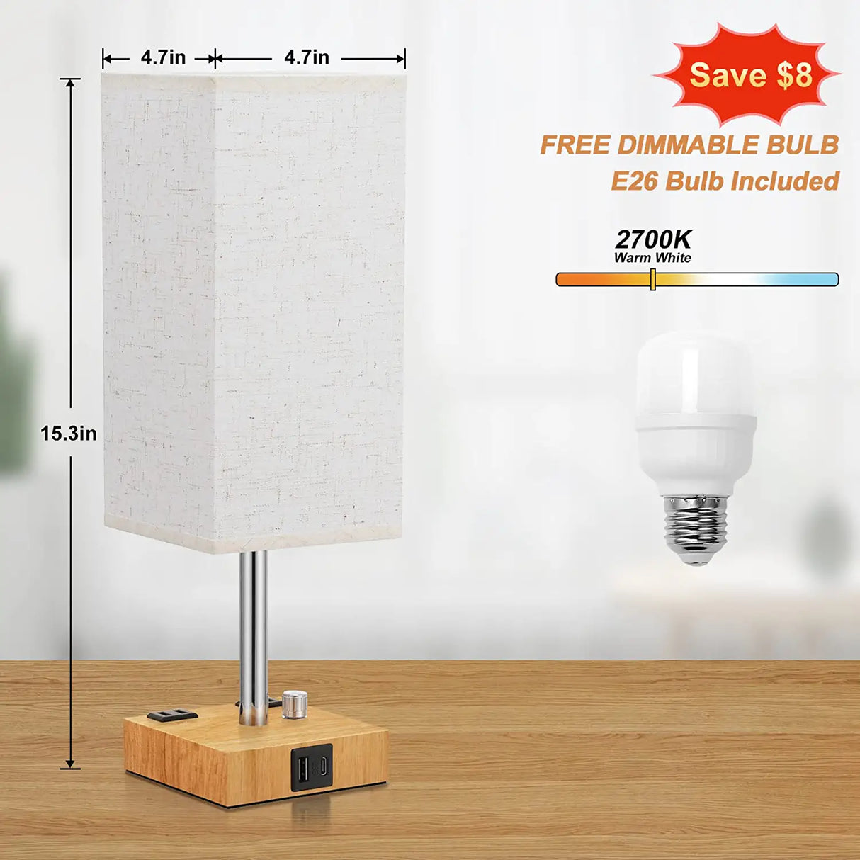 Bordslampa med högtalare och trådlös laddare Carvallo