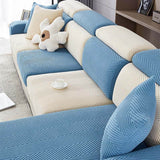 Helt Omsluten Fiskbenssoffa Täckning i Hållbar Chenille Carvallo