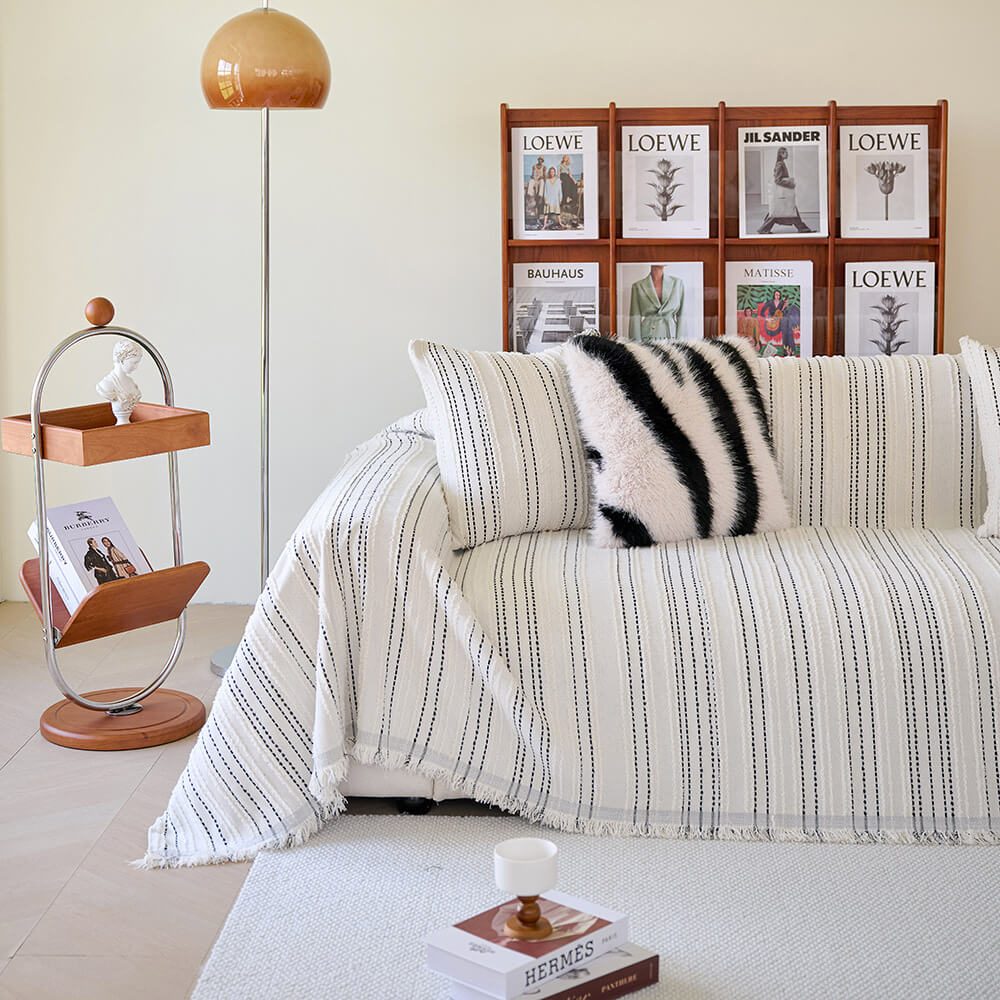 Årsbädd Striped Tassels Chenille Hållbar Sofföverdrag Carvallo