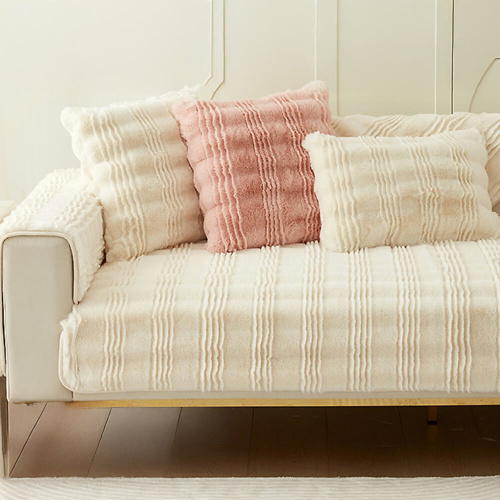 Modern Bekväm Falsk Kaninpäls Anti-Slip Soffa Täcke Carvallo