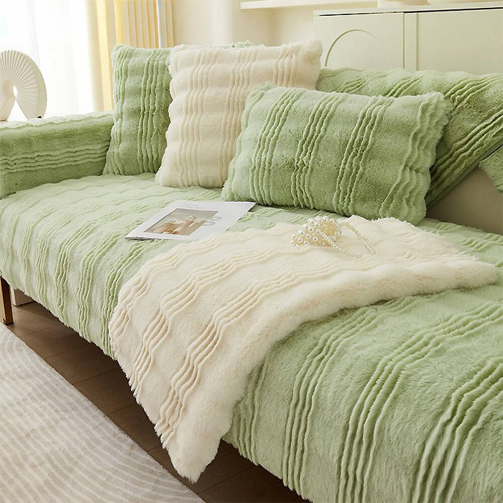 Modern Bekväm Falsk Kaninpäls Anti-Slip Soffa Täcke Carvallo