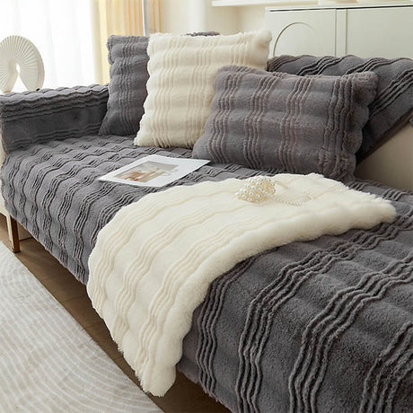 Modern Bekväm Falsk Kaninpäls Anti-Slip Soffa Täcke Carvallo