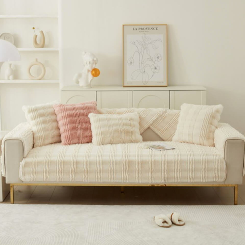 Modern Bekväm Falsk Kaninpäls Anti-Slip Soffa Täcke Carvallo