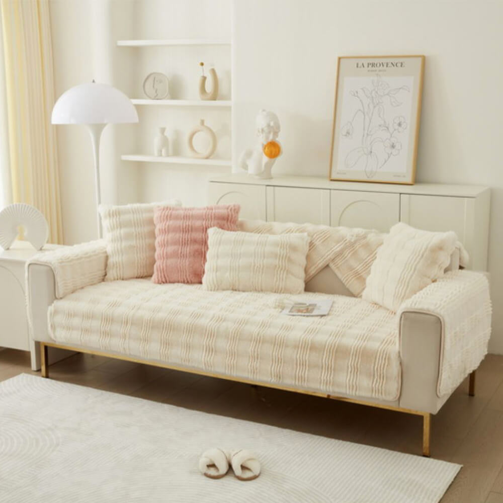 Modern Bekväm Falsk Kaninpäls Anti-Slip Soffa Täcke Carvallo