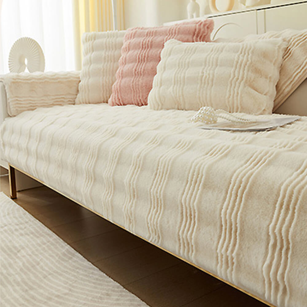 Modern Bekväm Falsk Kaninpäls Anti-Slip Soffa Täcke Carvallo