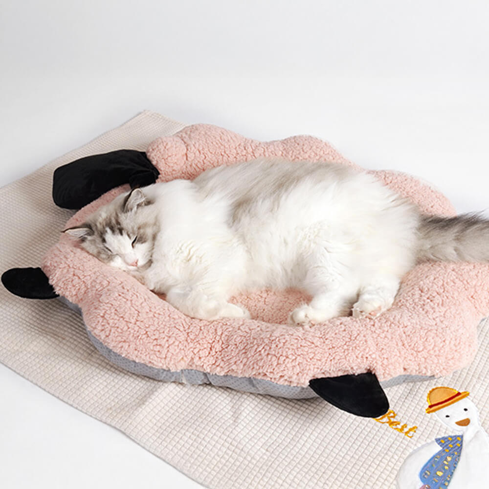 Fårformad Plush Pet Bed Mysig Lekfull Ultra-Mjuk Bomull Sammet Carvallo