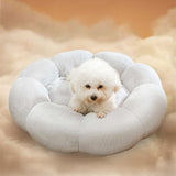 Blomformad Plysch Husdjursbädd Mysig Stötta Stilren Design Carvallo