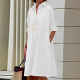 Kvinnors Midi Klänning Långa Ärmar Luftigt Material Hemnix