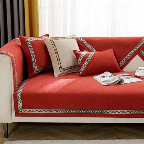 Geometrisk Dekor Enfärgad Chenille Halkfri Sofföverdrag Carvallo