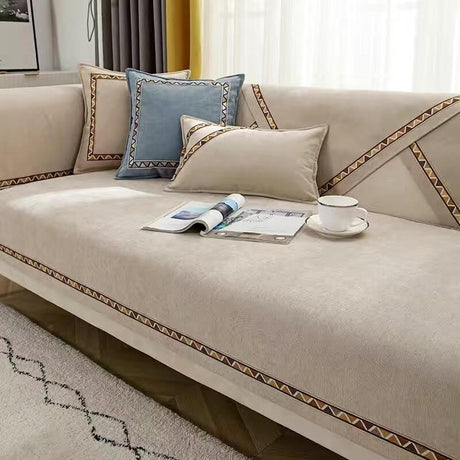 Geometrisk Dekor Enfärgad Chenille Halkfri Sofföverdrag Carvallo