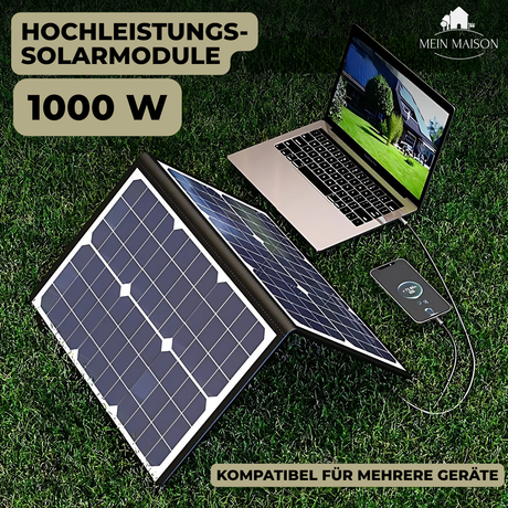 Carvallo 1000W Fällbart Solpanel Kit | Komplettset med MPPT & USB/Typ-C | För Camping, Bil, Båt & Husvagn Carvallo