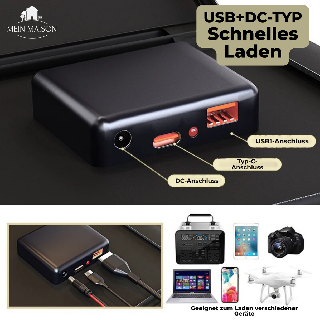 Carvallo 1000W Fällbart Solpanel Kit | Komplettset med MPPT & USB/Typ-C | För Camping, Bil, Båt & Husvagn Carvallo