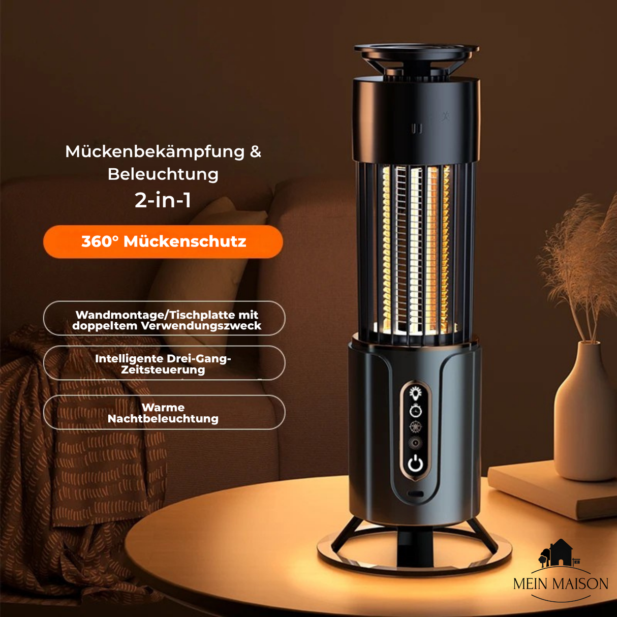 Carvallo Elektrisk mygglampa | USB uppladdningsbar | Tyst & kemikaliefri | Insektsdödare för inomhus & utomhus Carvallo