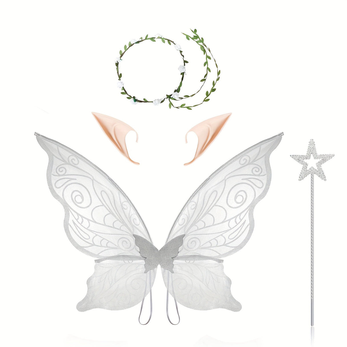 Förtrollad älvkostym för flickor - komplett klädset med vingar, trollstav och magiska tillbehör MILA Sverige