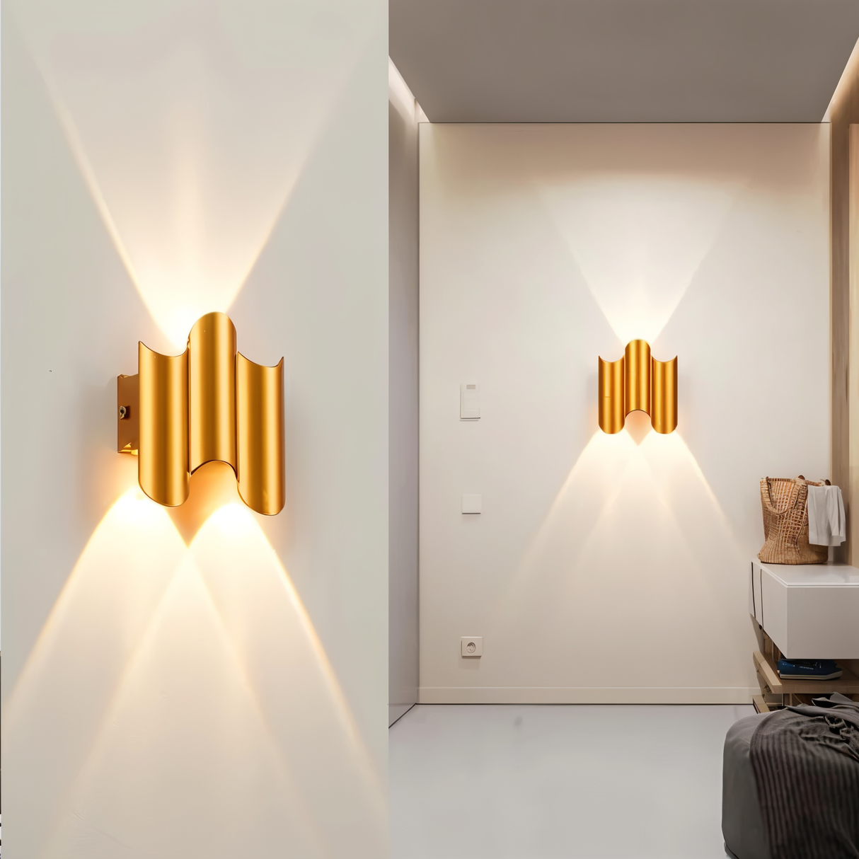 GlamWave Vägglampa - Lyxig svart-guld LED-vägglampa för eleganta rum Carvallo