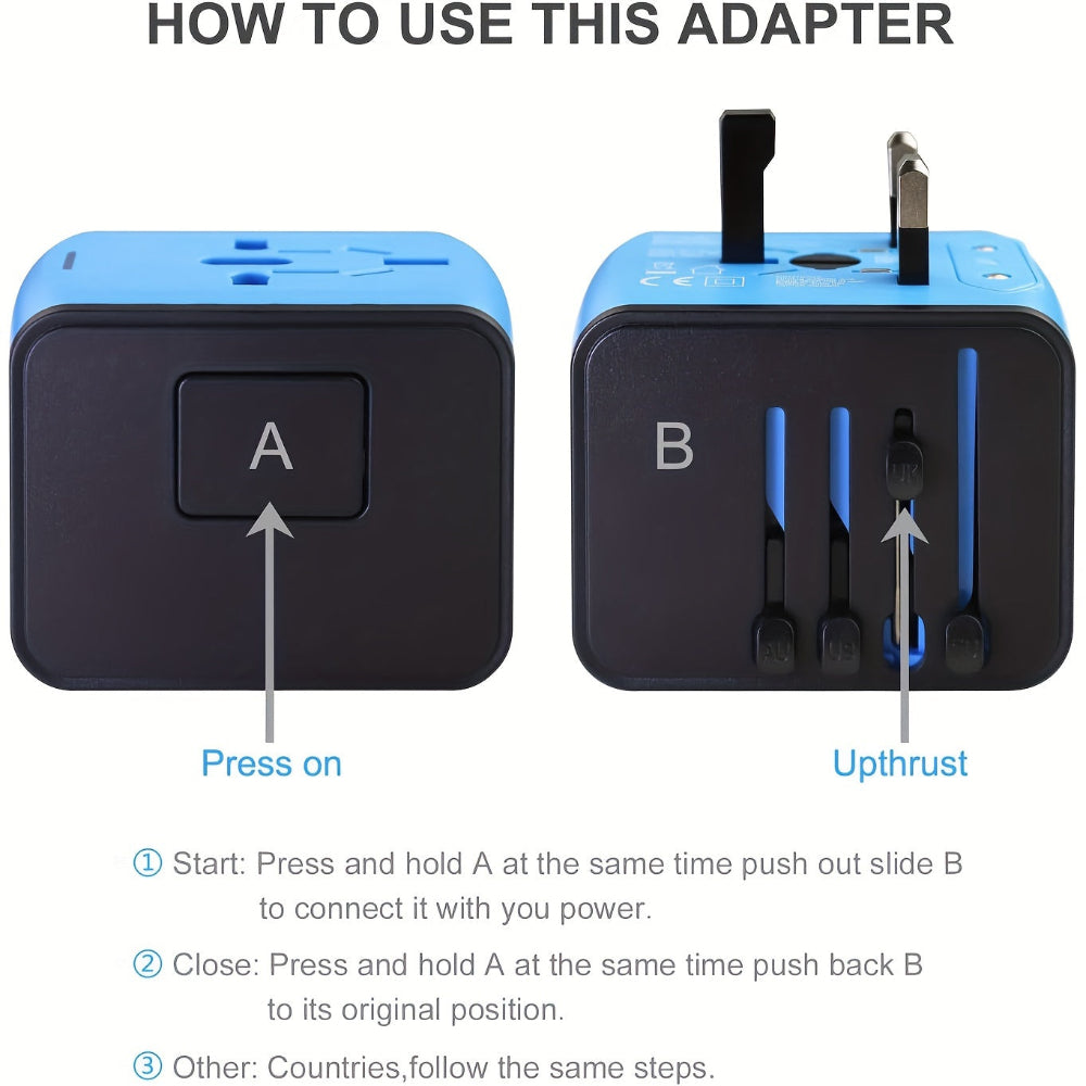 Allt-i-ett-reseadapter - universalladdare med USB- och typ-C-portar MILA Sverige