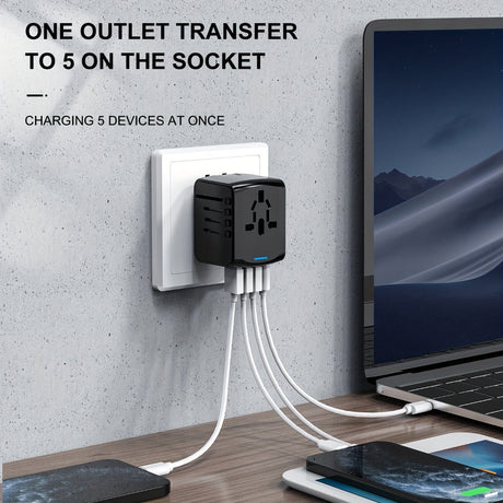 Allt-i-ett-reseadapter - universalladdare med USB- och typ-C-portar MILA Sverige