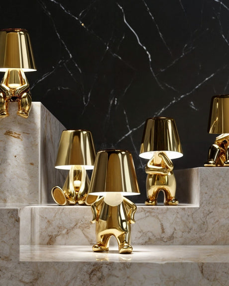 Carvallo – Guld-färgad USB-laddningsbar bordslampa, dimbar och kompakt Carvallo