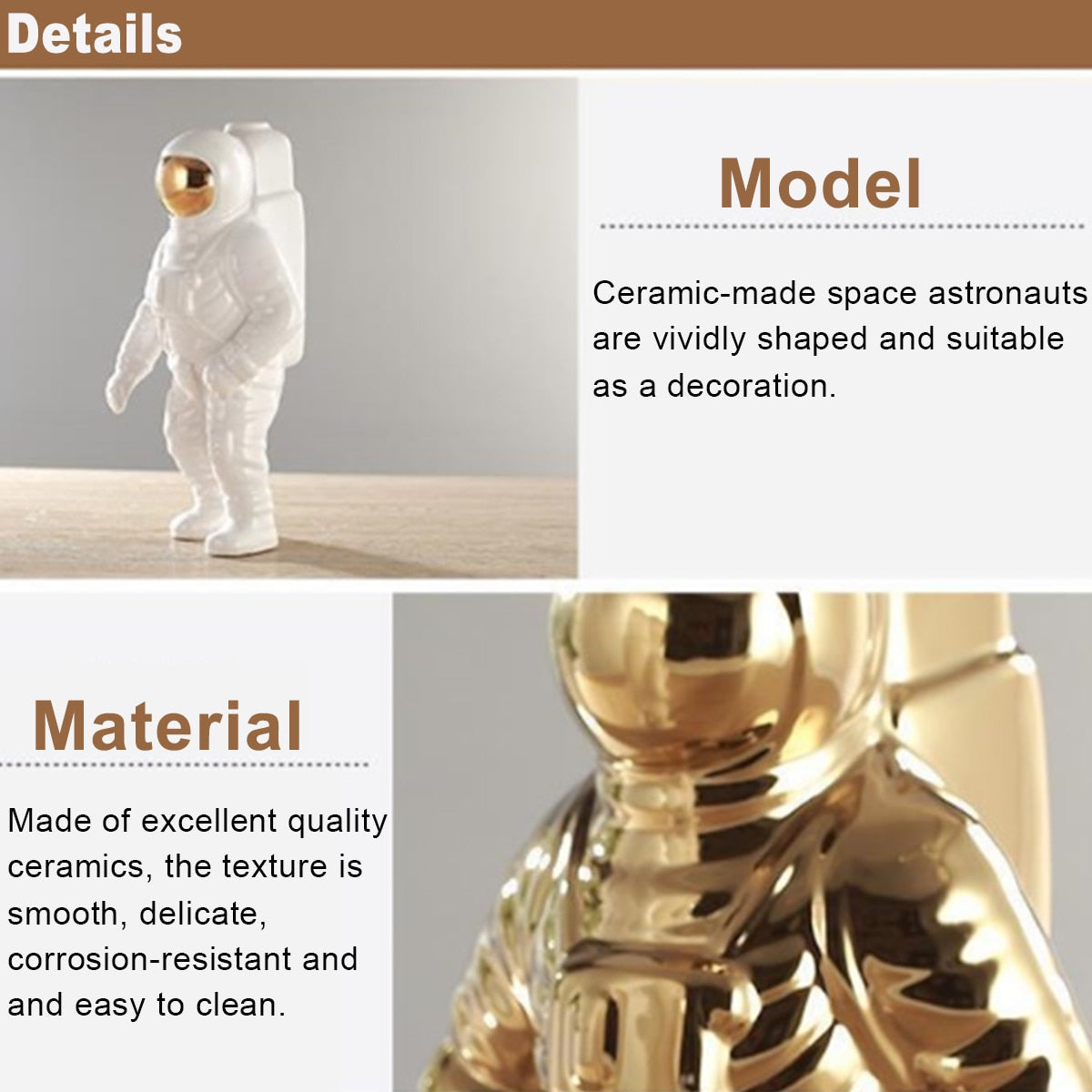 Guld Space Man Skulptur Astronaut Keramik Vas MILA Sverige