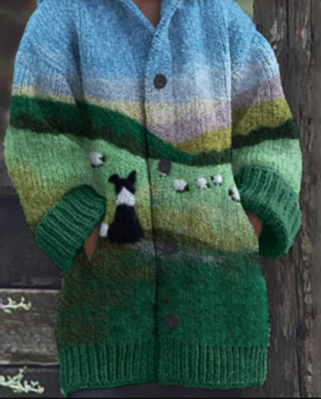 Kvinnors Kardigan med Unik Grafik Mjuk Material Bellasverige