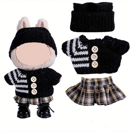 Dollskläder Stickad Outfit Set Kjol Ull Carvallo