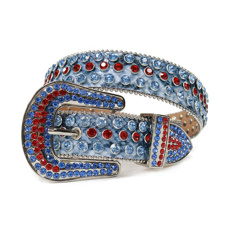 Rhinestone Diamond Belt-Accessories-Hemnix-Serpentine Blue-42 inch-Hemnix