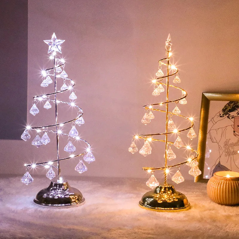 CrystalGlow - Julgran Bordslampa med Kristaldekoration och LED-belysning Carvallo