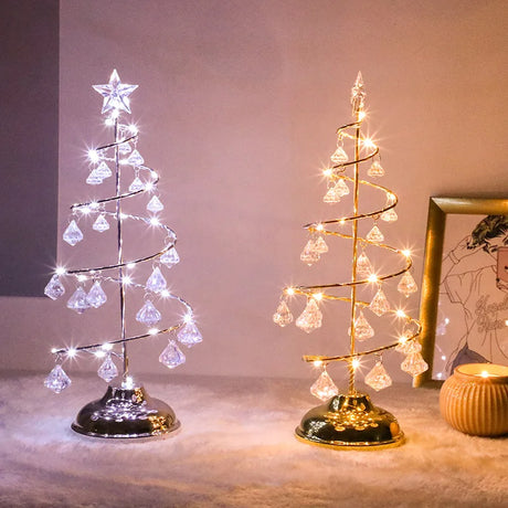 CrystalGlow - Julgran Bordslampa med Kristaldekoration och LED-belysning Carvallo