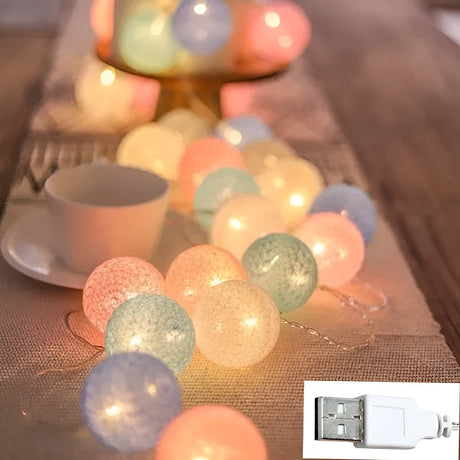 DreamGlow Light - Dekorativt bomulls-LED-bolljus Carvallo