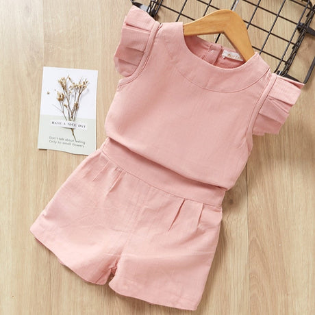Set med casual skjorta och shorts för barn-Clothes for women-Hemnix-Rosa-2T-Hemnix