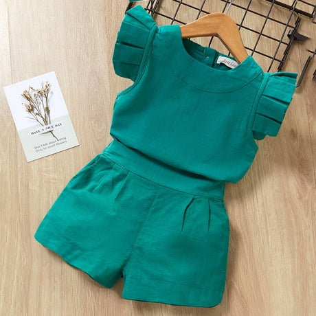 Set med casual skjorta och shorts för barn-Clothes for women-Hemnix-Grön-2T-Hemnix
