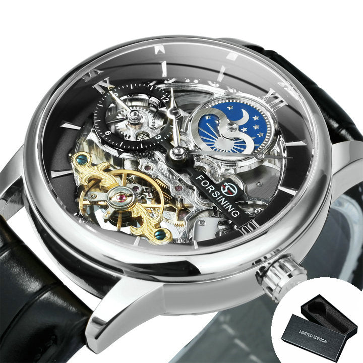 Forsining Män Skeleton Watch-Watches for men-Hemnix-SILVER SVART-Hemnix