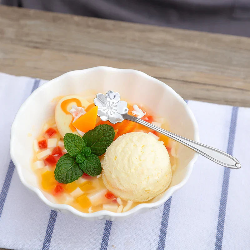 Royallure 8-delars Blomstersked Set – Rostfritt Stål Kaffe Skedar Carvallo