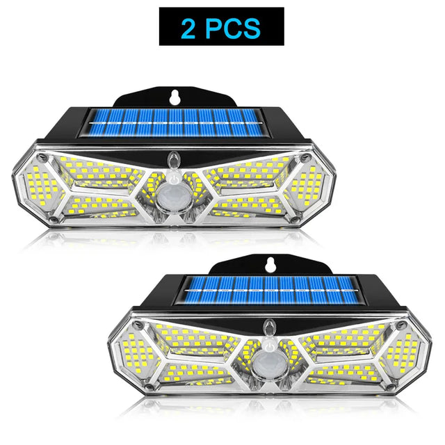 Carvallo Solar Vägglampa med Rörelsesensor | 158 LEDs | IP65 Vattentålig | 3 Läge | Extra Ljus & Trådlös Carvallo