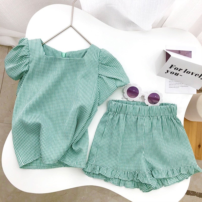 Set med casual skjorta och shorts för barn-Clothes for women-Hemnix-Grön 2-2T-Hemnix