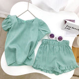 Set med casual skjorta och shorts för barn-Clothes for women-Hemnix-Grön 2-2T-Hemnix