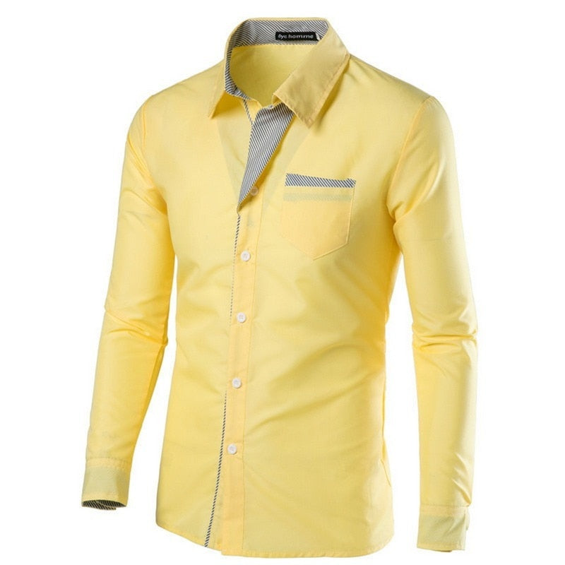 Slim Fit långärmat för män-Clothes for Men-Hemnix-Gul-M-Hemnix