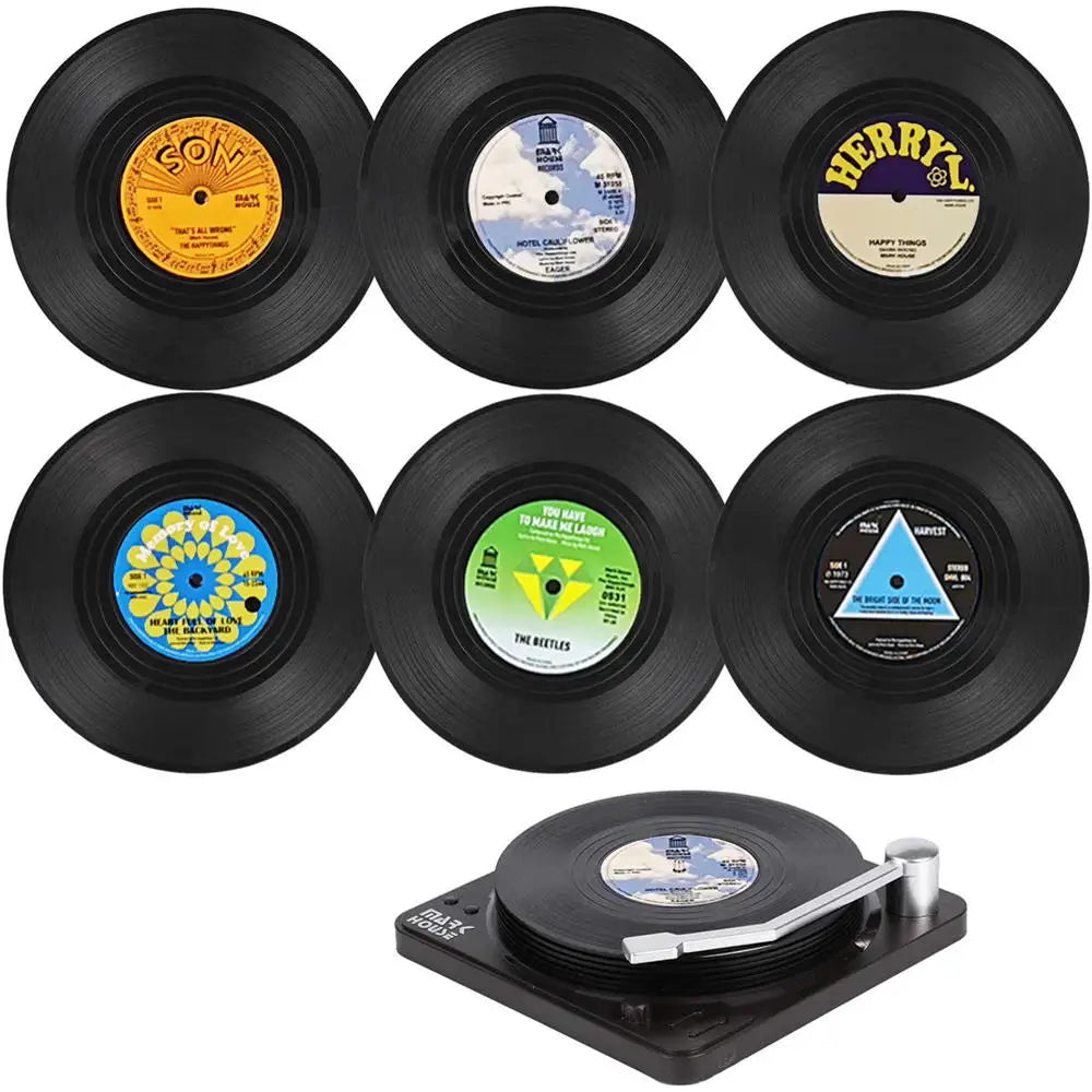Retro Vinyl Coasters Set - Skydda din möbel med musikalisk stil Carvallo