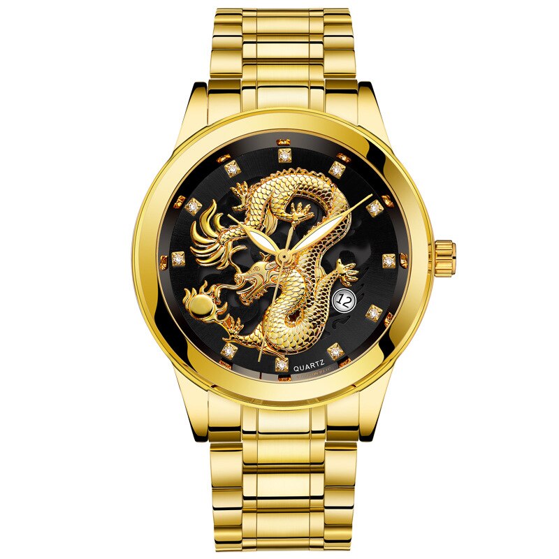 Ultratunn Golden Dragon Klocka-Watches for men-Hemnix-Guld Svart-Hemnix